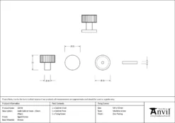 Anvil Aged Bronze Judd 25mm Cabinet Knob (Plain) | 50448 -Ironmongery Experts Shop 50448 drawing.jpg.mst