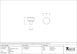 Anvil Polished Bronze Kelso 25mm Cabinet Knob (No Rose) | 50461 14 Anvil Polished Bronze Kelso 25mm Cabinet Knob (No Rose) | 50461 -Ironmongery Experts Shop 50461 drawing.jpg.mst