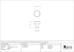 Anvil Aged Brass Scully 25mm Cabinet Knob| 50498 14 Anvil Aged Brass Scully 25mm Cabinet Knob| 50498 -Ironmongery Experts Shop 50498 drawing.jpg.mst