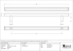 Aged Brass 284mm Large Kahlo Pull Handle | 50511 -Ironmongery Experts Shop 50511 drawing.jpg.mst