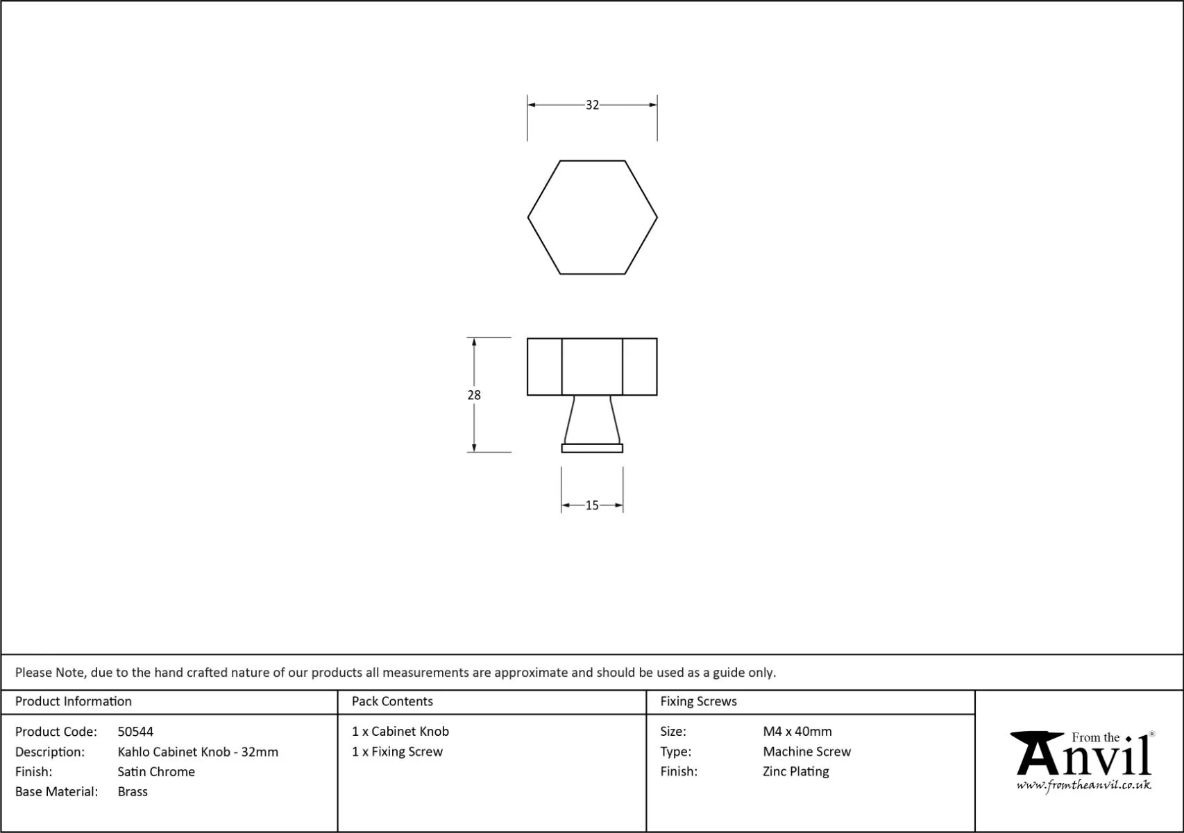 Anvil Satin Chrome Kahlo 32mm Cabinet Knob| 50544 8 Anvil Satin Chrome Kahlo 32mm Cabinet Knob| 50544 - Image 6
