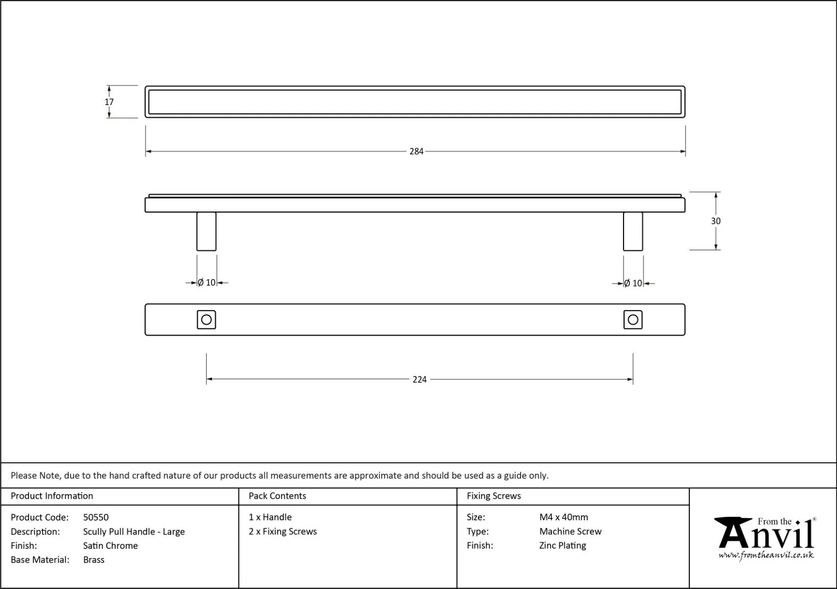 Satin Chrome 284mm Large Scully Pull Handle | 50550 8 Satin Chrome 284mm Large Scully Pull Handle | 50550 - Image 6