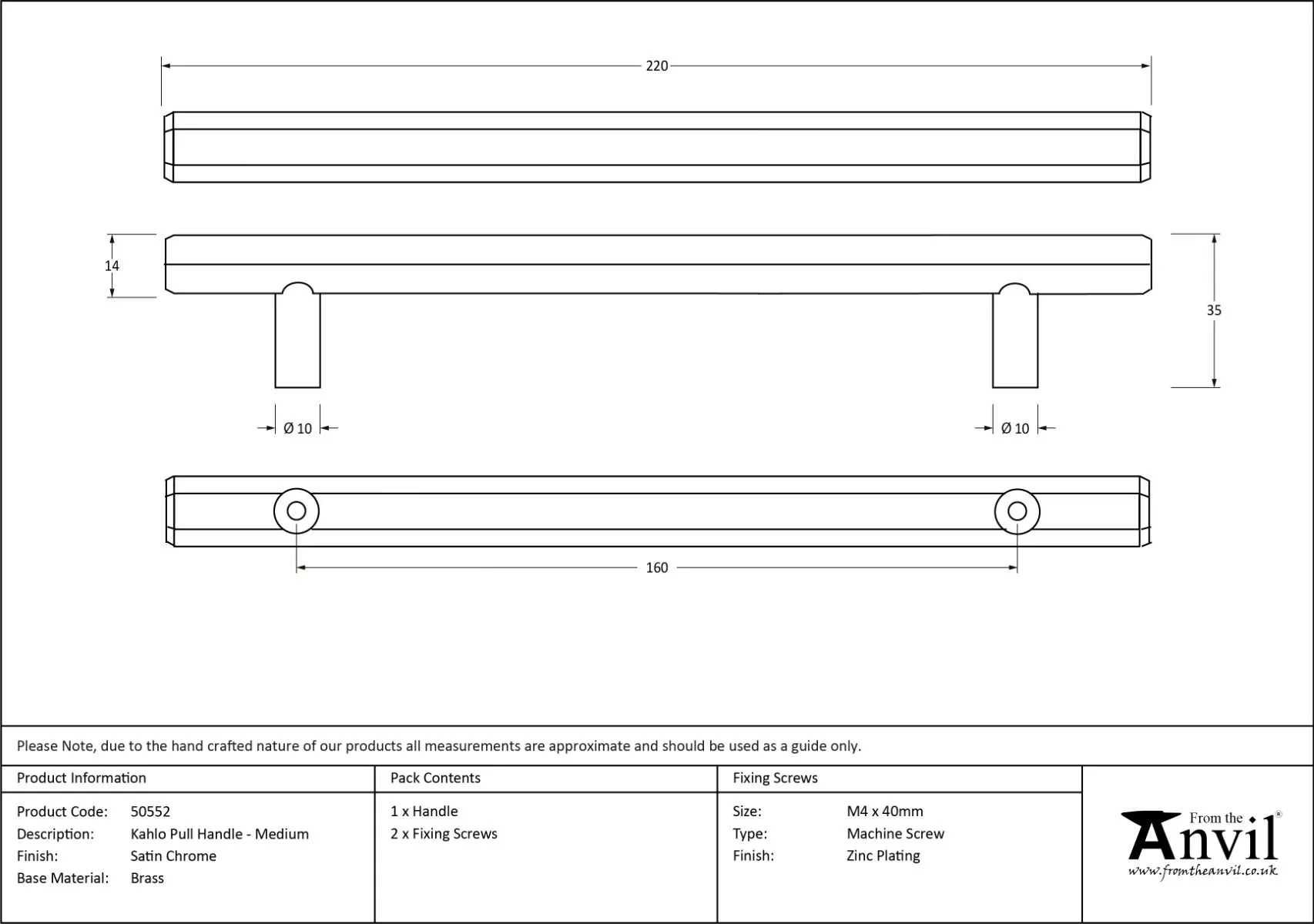 Satin Chrome 220mm Medium Kahlo Pull Handle | 50552 8 Satin Chrome 220mm Medium Kahlo Pull Handle | 50552 - Image 6