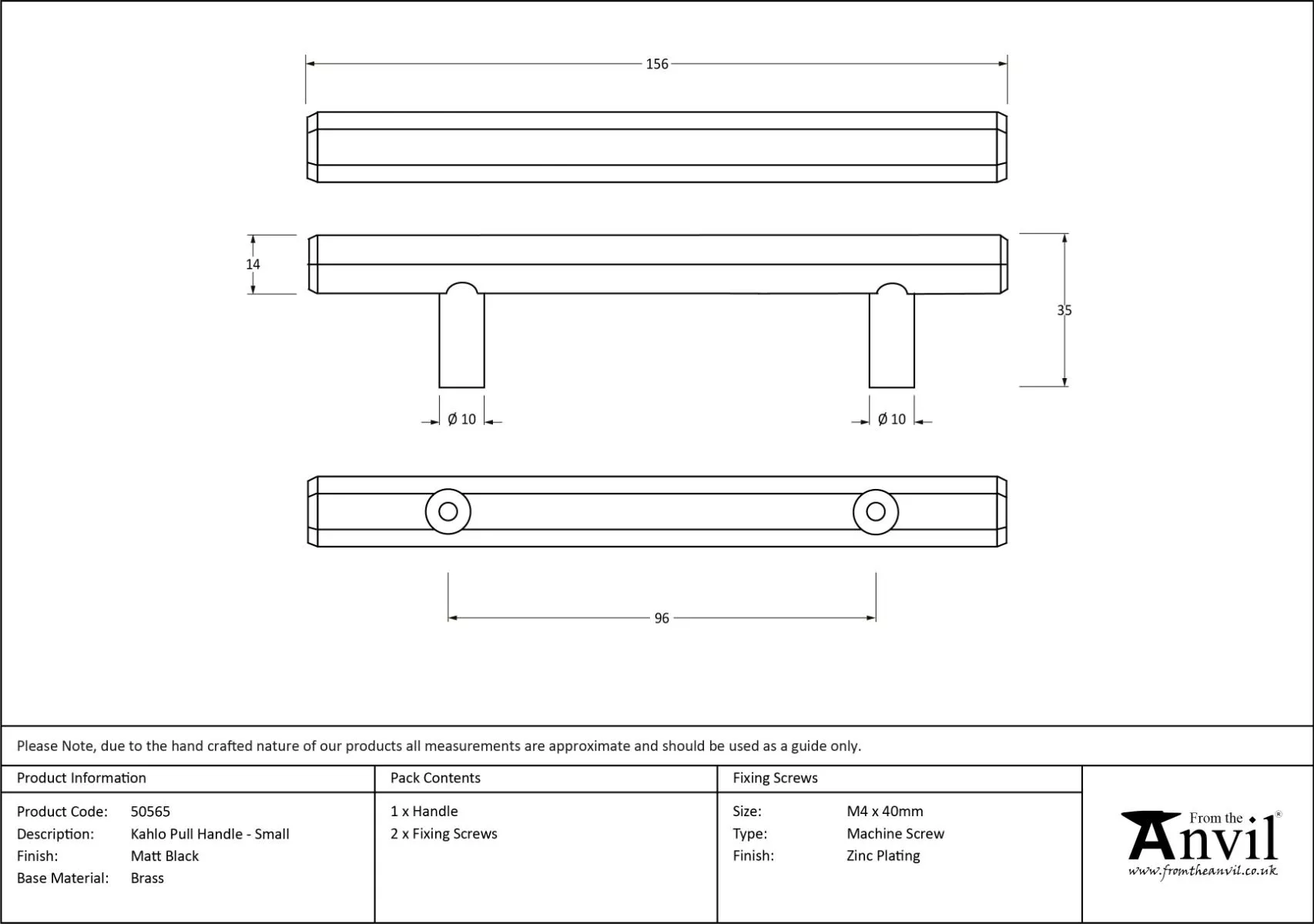 Matt Black 156mm Small Kahlo Pull Handle | 50565 8 Matt Black 156mm Small Kahlo Pull Handle | 50565 - Image 6