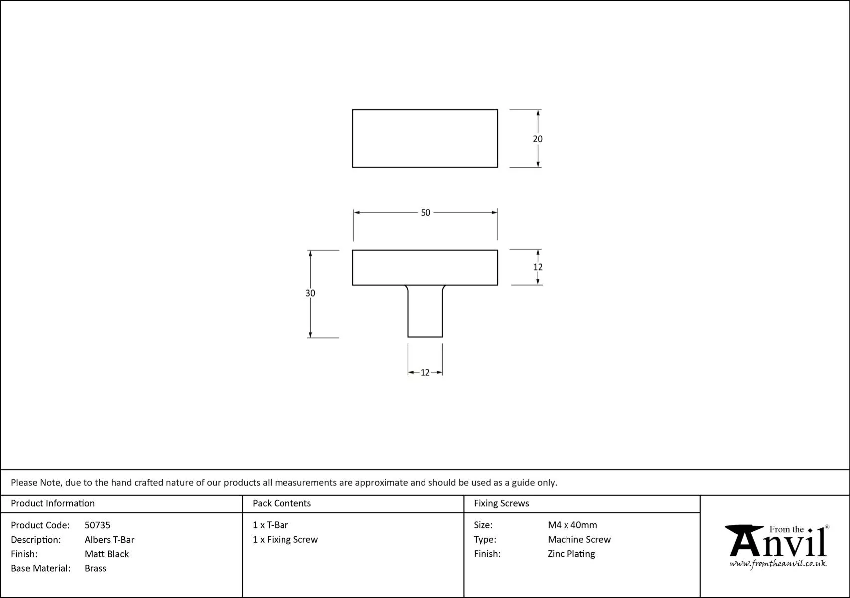 Anvil Matt Black Albers T-Bar Knob | 50735 7 Anvil Matt Black Albers T-Bar Knob | 50735 - Image 5