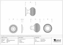 Satin Brass Beehive Centre Door Knob | 50887 -Ironmongery Experts Shop 50887 drawing s.jpg.mst
