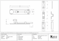 Satin Brass 4" Universal Bolt | 50917 -Ironmongery Experts Shop 50917 drawing s.jpg.mst