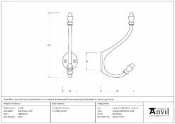 From The Anvil Satin Brass Hat & Coat Hook | 51302 -Ironmongery Experts Shop 51302 drawing s.jpg.mst