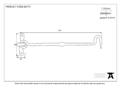 From The Anvil 413mm Black Forged Cabin Hook | 83775 -Ironmongery Experts Shop 83775 drawing.jpg.mst