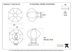 From The Anvil Black 82mm Octagonal Centre Door Knob | 83779 -Ironmongery Experts Shop 83779 drawing.jpg.mst