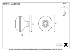 From The Anvil Aged Brass 102mm Prestbury Centre Door Knob | 83782 -Ironmongery Experts Shop 83782 drawing.jpg.mst