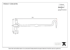 From The Anvil 316mm Pewter Forged Cabin Hook | 83796 -Ironmongery Experts Shop 83796 drawing.jpg.mst