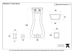 From The Anvil Black Blacksmith Slimline Art Deco Door Knocker | 90034 -Ironmongery Experts Shop 90034 drawing.jpg.mst