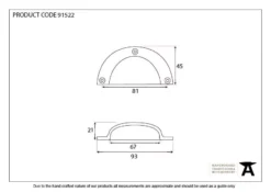From The Anvil 4" Aged Brass Period Plain Drawer Cup Pull | 91522 -Ironmongery Experts Shop 91522 drawing.jpg.mst