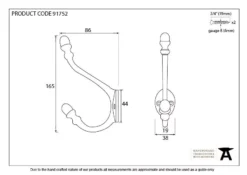 From The Anvil Aged Bronze Hat & Coat Hook | 91752 -Ironmongery Experts Shop 91752 drawing.jpg.mst