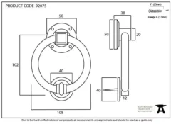 From The Anvil 108mm External Beeswax Regency Ring Door Knocker | 92075 -Ironmongery Experts Shop 92075 drawing.jpg.mst