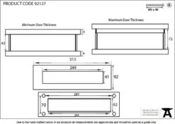 From The Anvil 315mm Aged Brass Blacksmith Traditional Letterbox | 92127 -Ironmongery Experts Shop 92127 drawing.jpg.mst