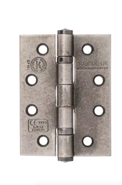 Pair 4" X 3" X 3mm Distressed Silver Ball Bearing Fire Grade Hinge | AH1433DS