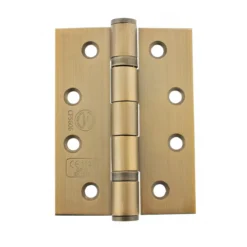 Pair 4" X 3" X 3mm Satin Brass Ball Bearing Fire Grade Hinge | AH1433SB