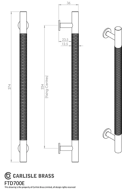 Anthracite 254mm Knurled Pull Handle | FTD700EANT 5 Anthracite 254mm Knurled Pull Handle | FTD700EANT - Image 3