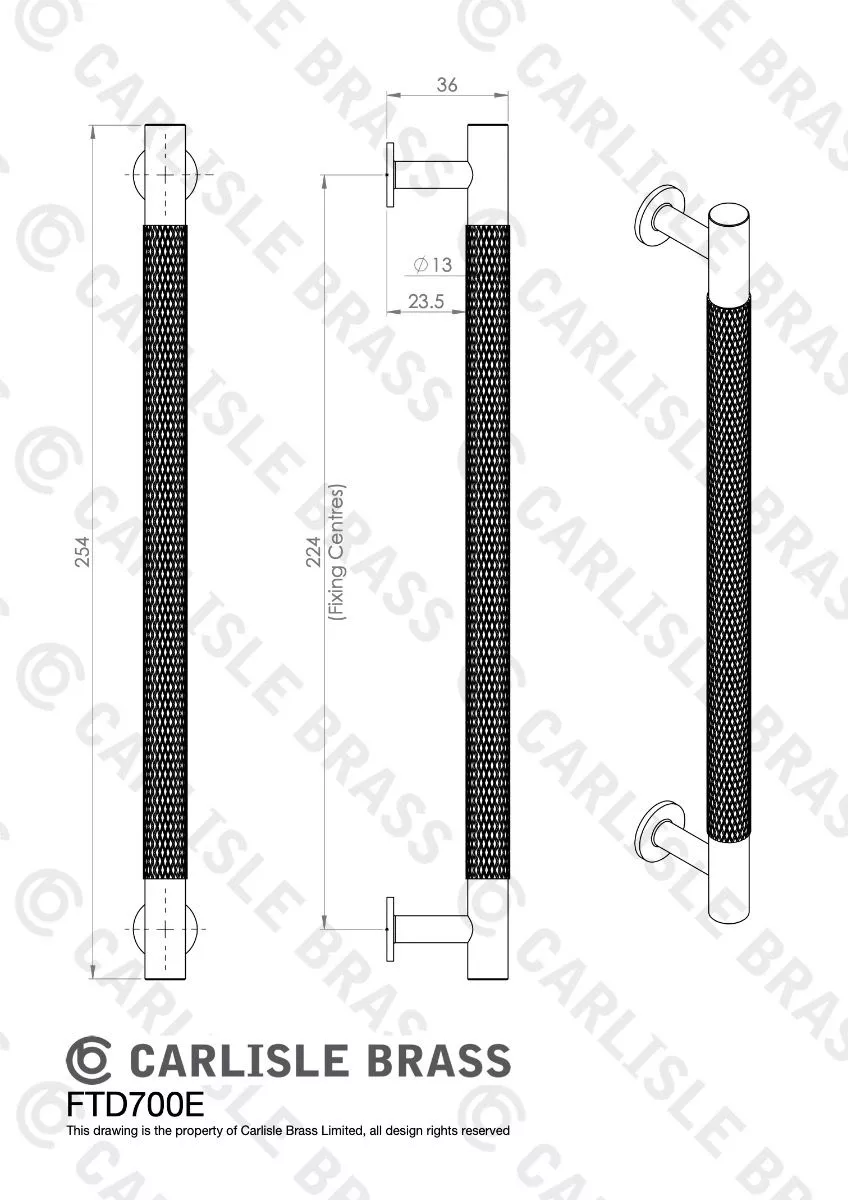 Matt Black 254mm Knurled Pull Handle | FTD700EMB 4 Matt Black 254mm Knurled Pull Handle | FTD700EMB - Image 2