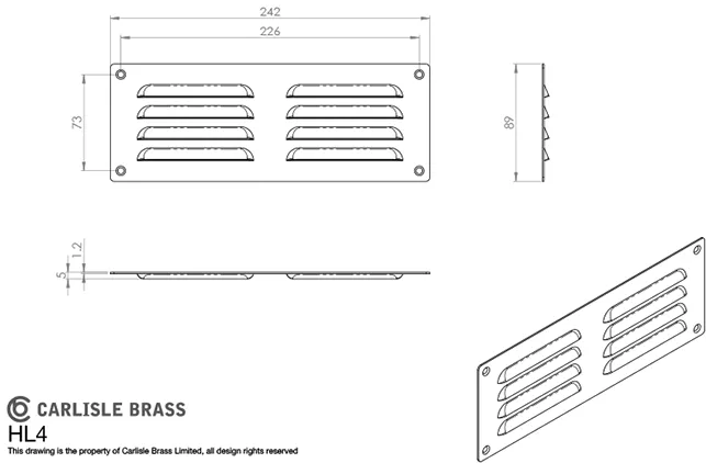 242x89x1mm Brass Hooded Louvre Vents | HL4PB 4 242x89x1mm Brass Hooded Louvre Vents | HL4PB - Image 2