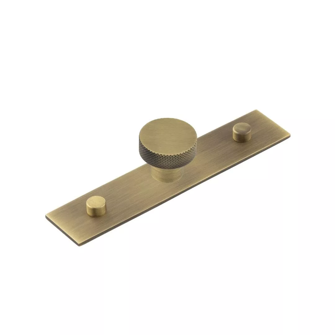 Hoxton Antique Brass Wenlock 30mm Knurled Knob On Plain Backplate| HOX130-5090AB 3 Hoxton Antique Brass Wenlock 30mm Knurled Knob On Plain Backplate| HOX130-5090AB