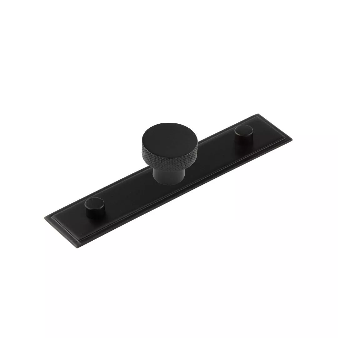Hoxton Matt Black Wenlock 30mm Knurled Knob On Stepped Backplate| HOX130-6090MB 3 Hoxton Matt Black Wenlock 30mm Knurled Knob On Stepped Backplate| HOX130-6090MB