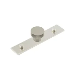 Hoxton Satin Nickel Wenlock 30mm Knurled Knob On Plain Backplate| HOX130-5090SN