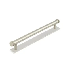 Hoxton Satin Nickel Wenlock 224mm Knurled End Cap Handle On Stepped Backplate | HOX160-6060SN