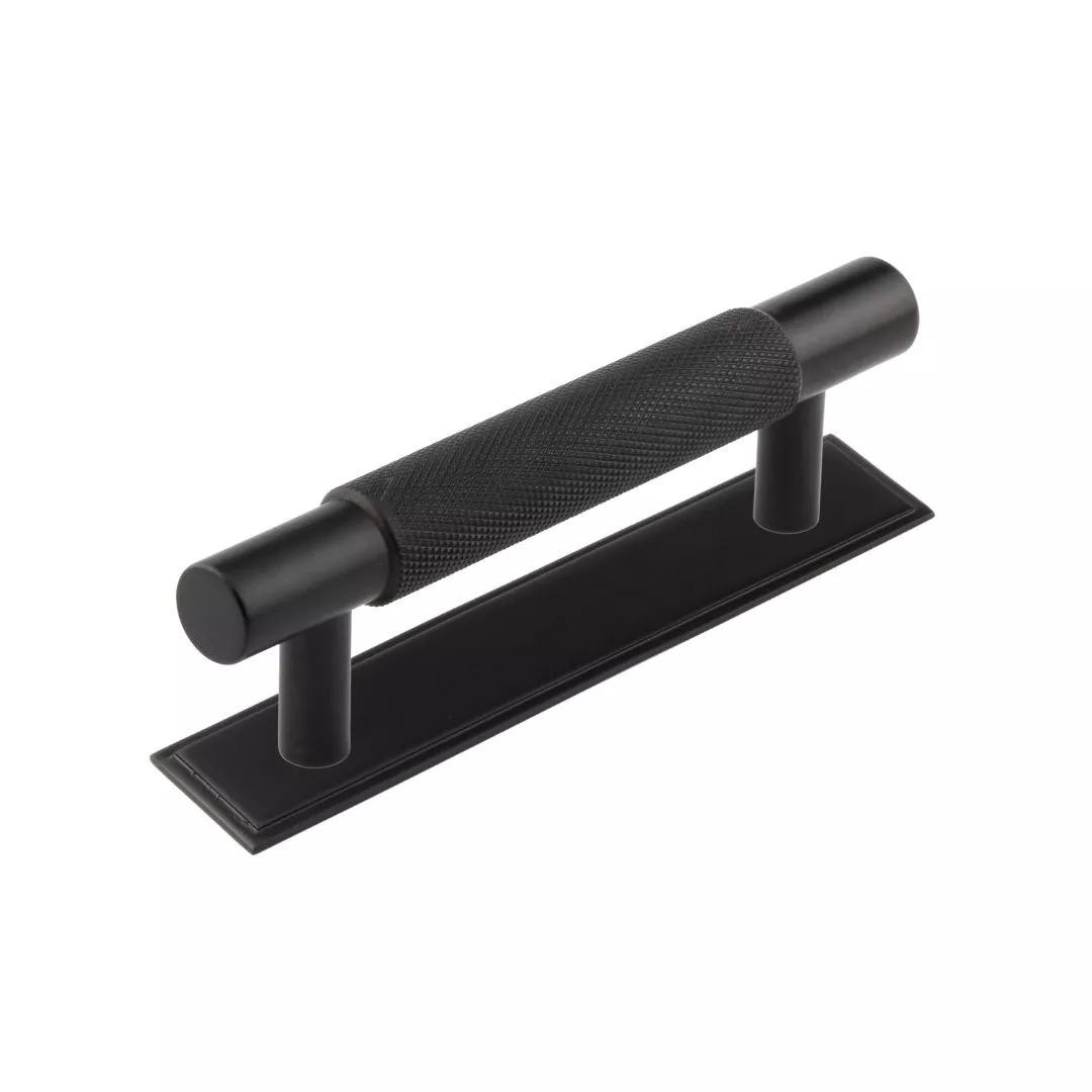 Hoxton Matt Black Taplow 96mm Knurled Handle On Stepped Backplate | HOX2050-6050MB 3 Hoxton Matt Black Taplow 96mm Knurled Handle On Stepped Backplate | HOX2050-6050MB