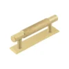 Hoxton Satin Brass Taplow 96mm Knurled Handle On Stepped Backplate | HOX2050-6050SB 1 Hoxton Satin Brass Taplow 96mm Knurled Handle On Stepped Backplate | HOX2050-6050SB -Ironmongery Experts Shop hox2050sb 6050.jpg.mst