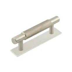 Hoxton Satin Nickel Taplow 96mm Knurled Handle On Plain Backplate | HOX2050-5050SN