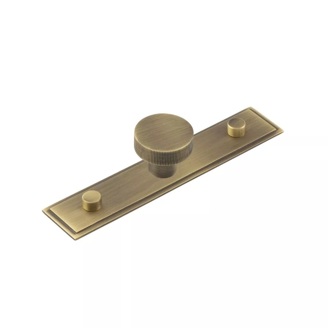 Hoxton Antique Brass Thaxted 30mm Line Knob On Stepped Backplate| HOX230-6090AB 3 Hoxton Antique Brass Thaxted 30mm Line Knob On Stepped Backplate| HOX230-6090AB