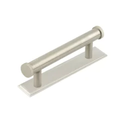 Hoxton Satin Nickel Thaxted 96mm Line End Cap Handle On Stepped Backplate | HOX250-6050SN
