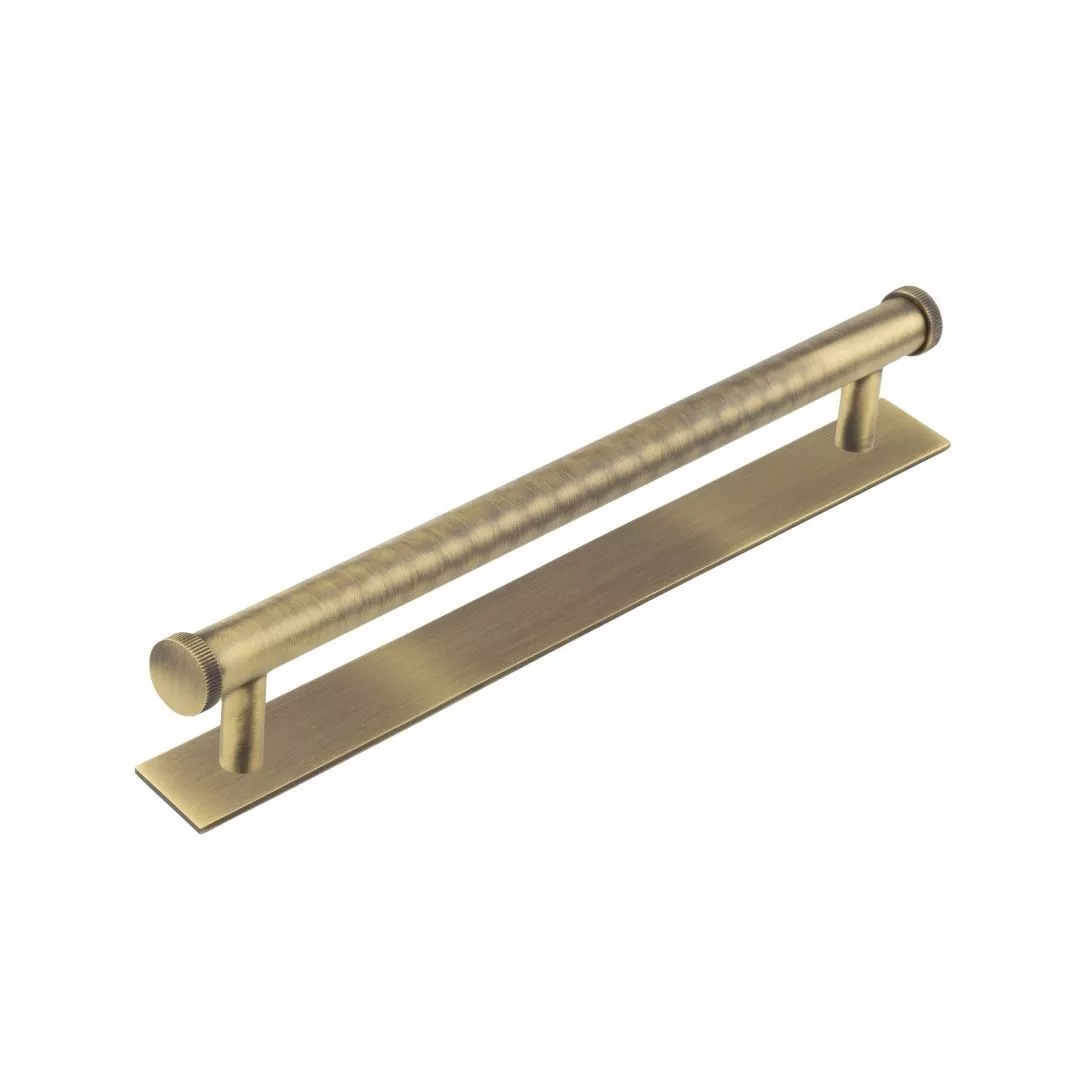 Hoxton Antique Brass Thaxted 224mm Line End Cap Handle On Plain Backplate | HOX260-5060AB 3 Hoxton Antique Brass Thaxted 224mm Line End Cap Handle On Plain Backplate | HOX260-5060AB