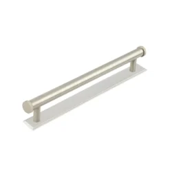 Hoxton Satin Nickel Thaxted 224mm Line End Cap Handle On Stepped Backplate | HOX260-6060SN