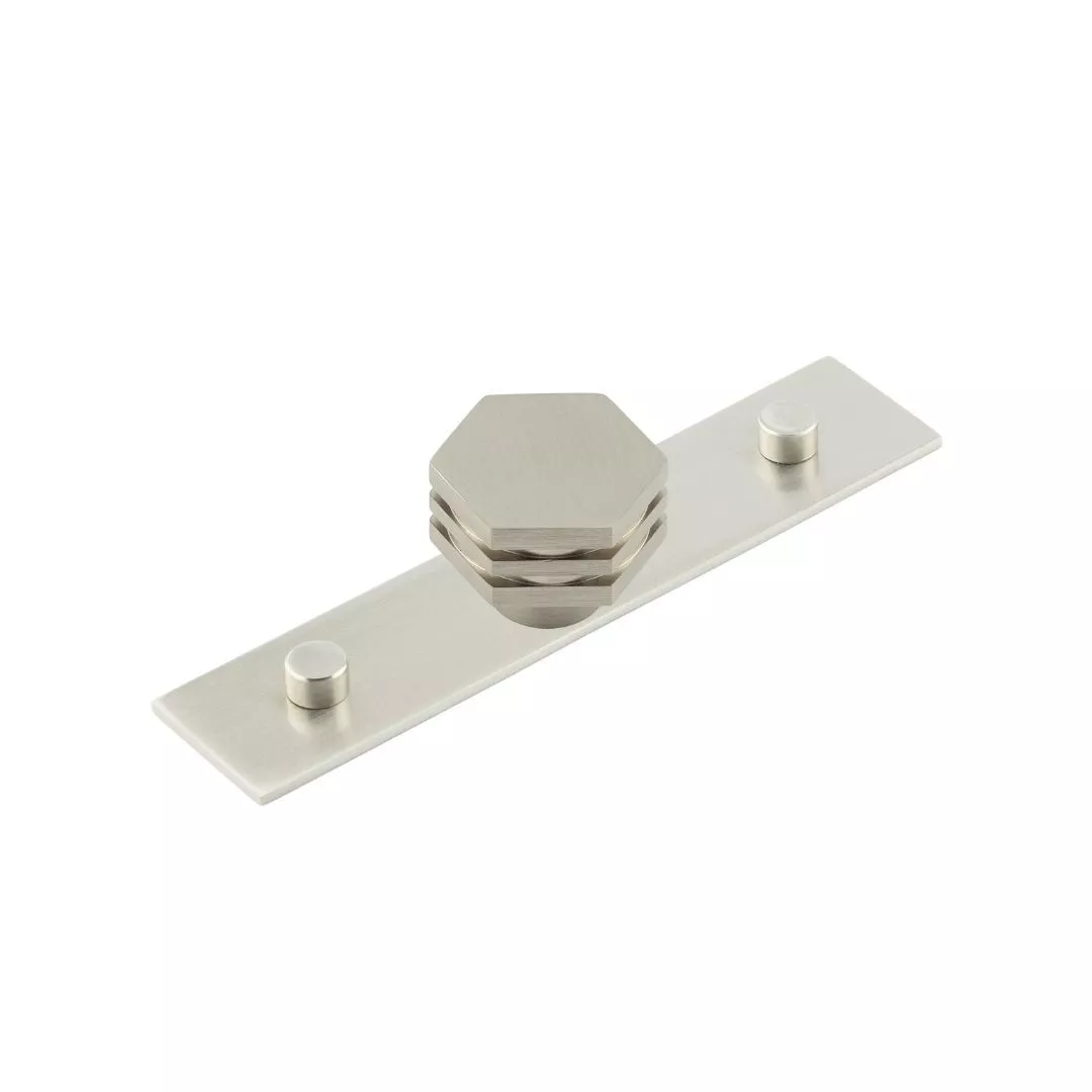 Hoxton Satin Nickel Nile 30mm Hexagonal Knob On Plain Backplate| HOX330-5090SN 3 Hoxton Satin Nickel Nile 30mm Hexagonal Knob On Plain Backplate| HOX330-5090SN