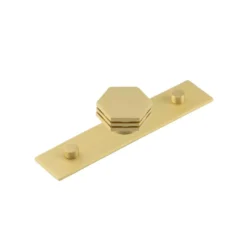 Hoxton Satin Brass Nile 40mm Hexagonal Knob On Plain Backplate| HOX340-5090SB