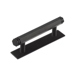 Hoxton Matt Black Nile 96mm Hexagonal End Cap Handle On Plain Backplate | HOX350-5050MB