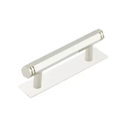Hoxton Polished Nickel Nile 96mm Hexagonal End Cap Handle On Plain Backplate | HOX350-5050PN