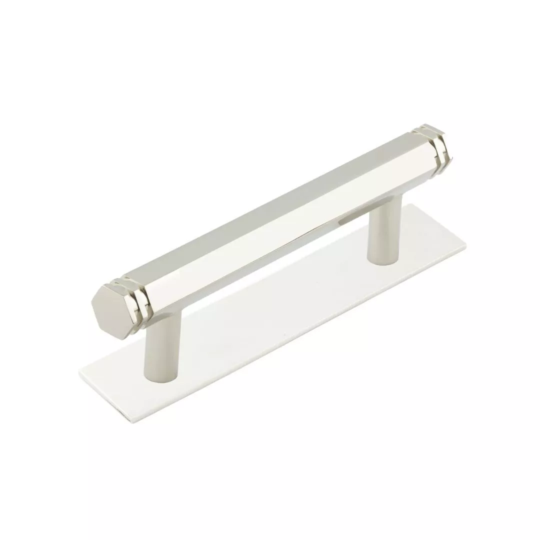 Hoxton Polished Nickel Nile 96mm Hexagonal End Cap Handle On Plain Backplate | HOX350-5050PN 3 Hoxton Polished Nickel Nile 96mm Hexagonal End Cap Handle On Plain Backplate | HOX350-5050PN
