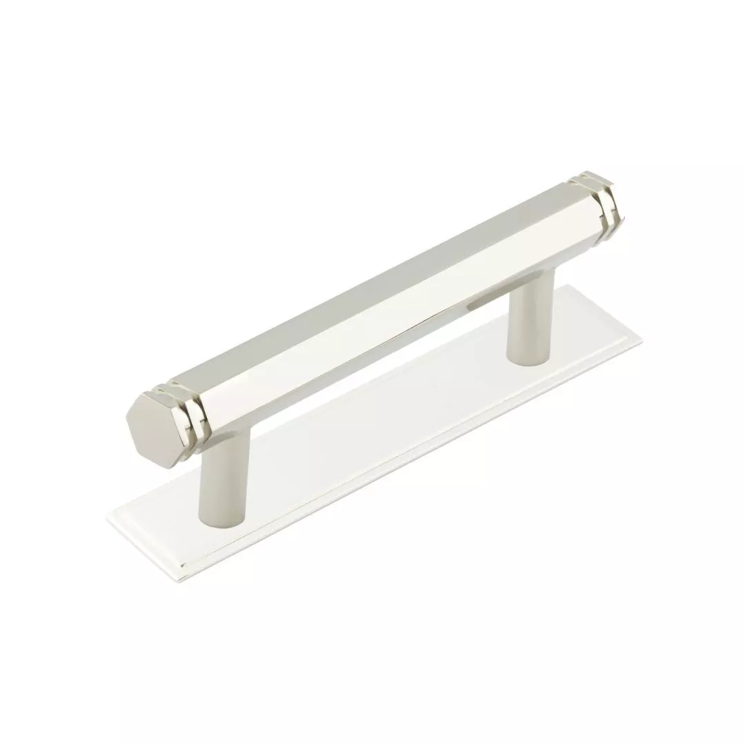 Hoxton Polished Nickel Nile 96mm Hexagonal End Cap Handle On Stepped Backplate | HOX350-6050PN 3 Hoxton Polished Nickel Nile 96mm Hexagonal End Cap Handle On Stepped Backplate | HOX350-6050PN