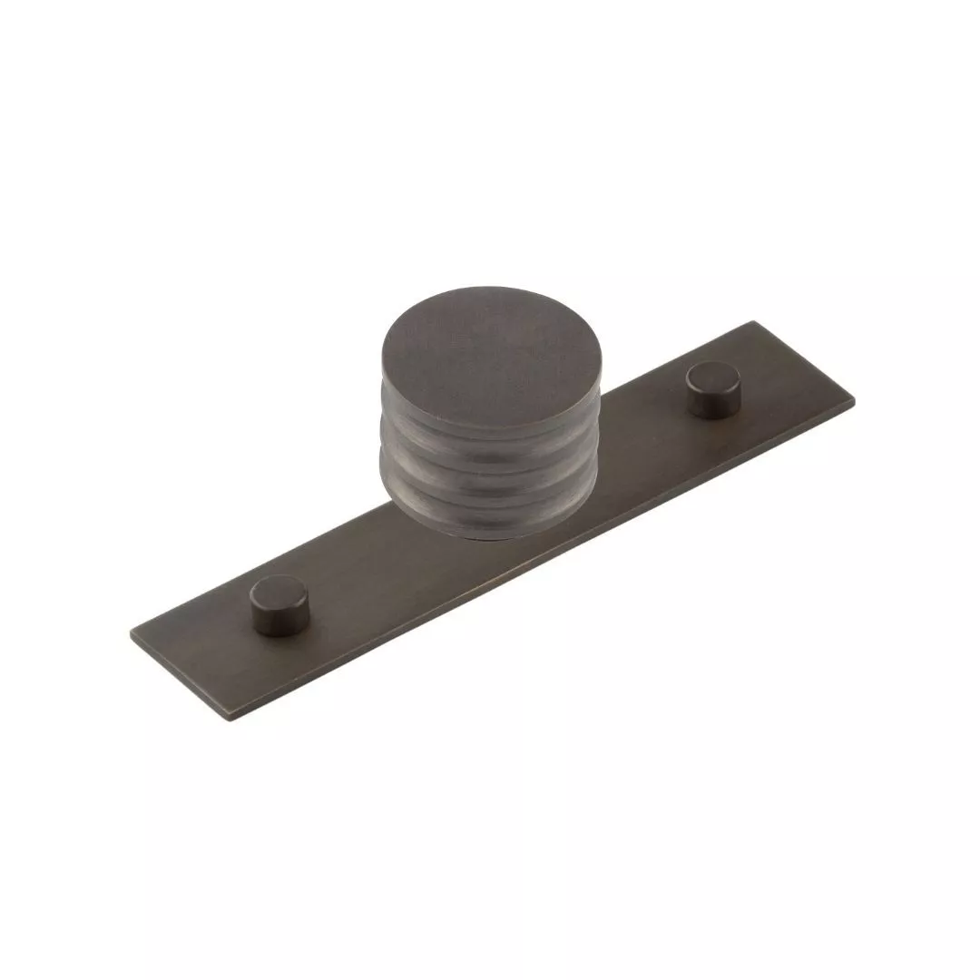 Hoxton Dark Bronze Sturt 30mm Grooved Knob On Plain Backplate| HOX430-5090DB 3 Hoxton Dark Bronze Sturt 30mm Grooved Knob On Plain Backplate| HOX430-5090DB