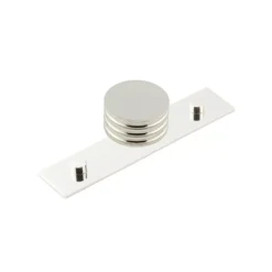 Hoxton Polished Nickel Sturt 40mm Grooved Knob On Plain Backplate| HOX440-5090PN