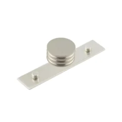 Hoxton Satin Nickel Sturt 40mm Grooved Knob On Plain Backplate| HOX440-5090SN -Ironmongery Experts Shop hox440sn 5090.jpg.mst