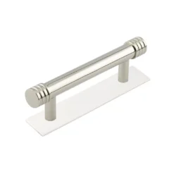 Hoxton Polished Nickel Sturt 96mm Grooved End Cap Handle On Plain Backplate | HOX450-5050PN