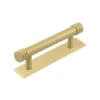 Hoxton Satin Brass Sturt 96mm Grooved End Cap Handle On Stepped Backplate | HOX450-6050SB