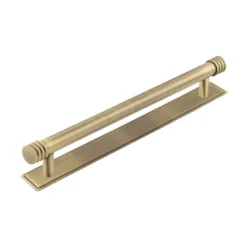 Hoxton Antique Brass Sturt 224mm Grooved End Cap Handle On Stepped Backplate | HOX460-6060AB