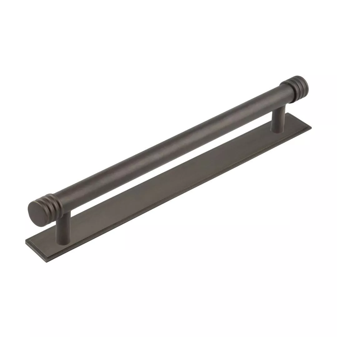 Hoxton Dark Bronze Sturt 224mm Grooved End Cap Handle On Stepped Backplate | HOX460-6060DB 3 Hoxton Dark Bronze Sturt 224mm Grooved End Cap Handle On Stepped Backplate | HOX460-6060DB